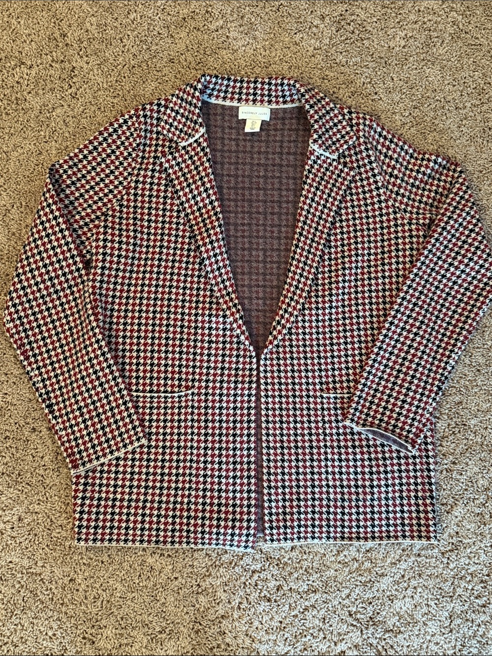 Sincerely Jules Houndstooth Open-Front Blazer Cardigan